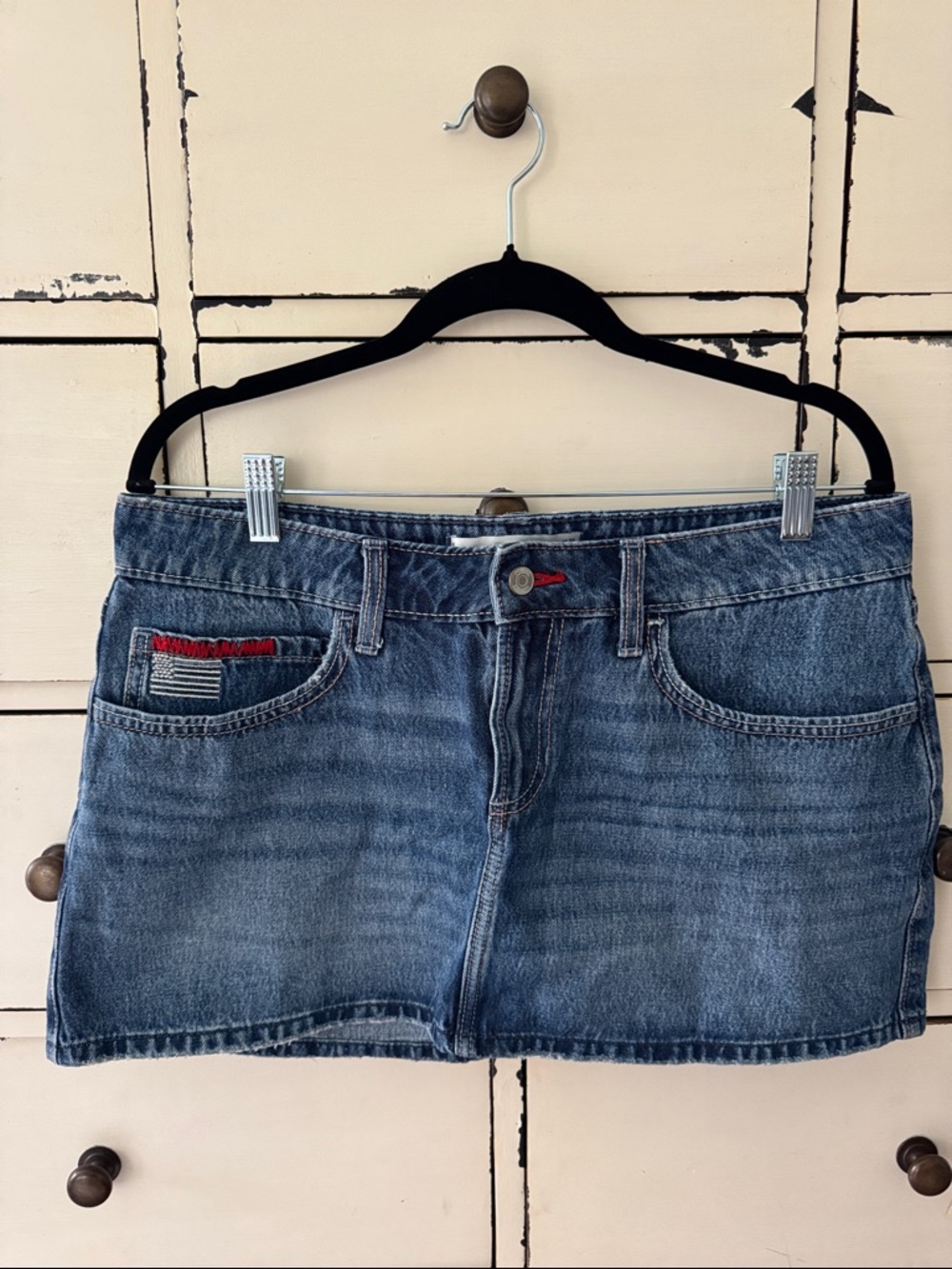 Denim holster Mini Skirt with with built in shorts